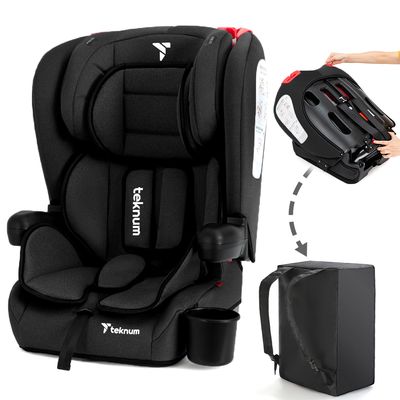 Teknum Pack and Go Foldable Car Seat w / Ace Ivory Diaper Bag - Black